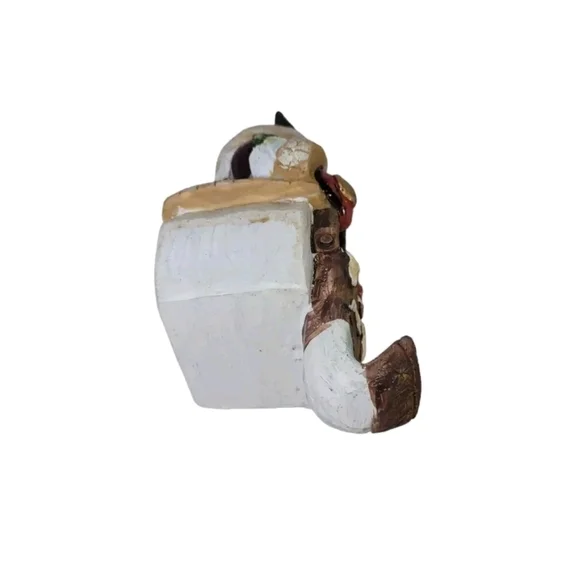 Vintage Santa Claus Christmas Stocking Holder Hanger Heavy Ceramic Or Resin 6½" - Picture 5 of 6